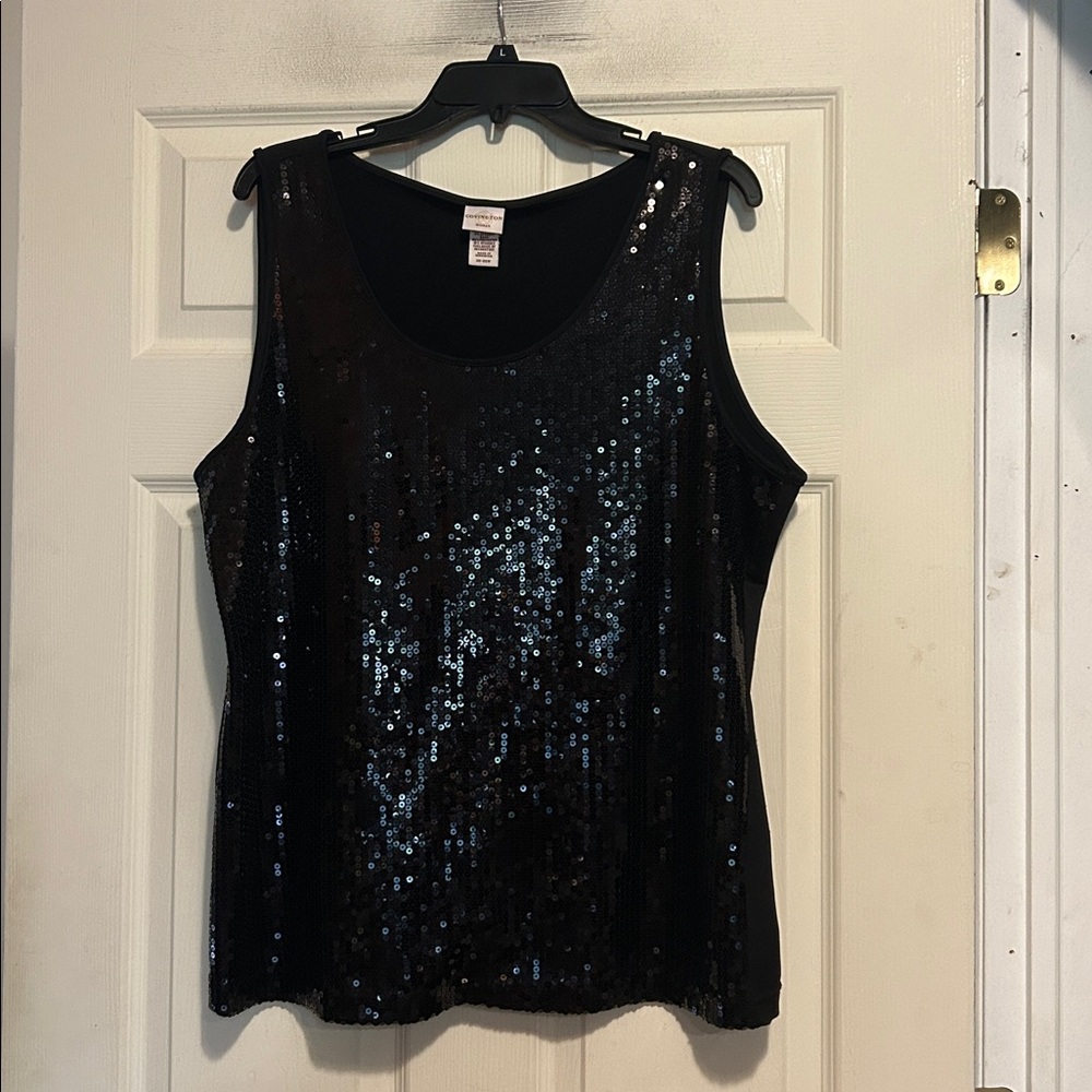 Covington Black Sequined Top Size 20-22